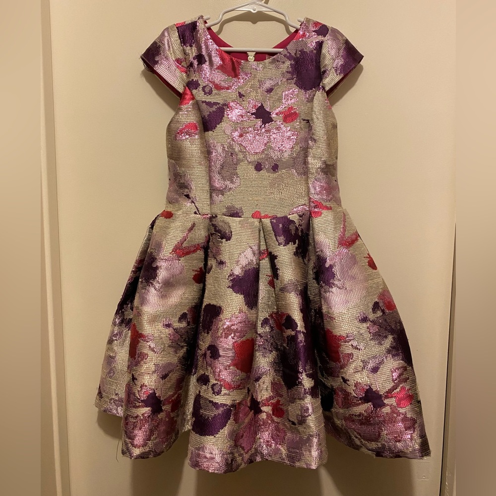 Zoe Ltd Pink and Purple A-line Dress with Flutter Sleeves